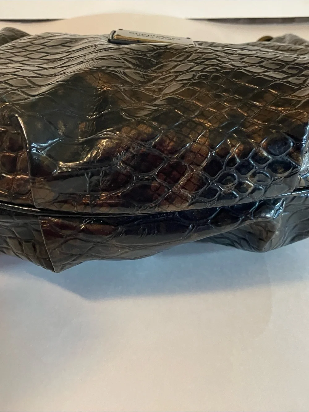 Simply Vera Vera Wang Bronze Black Croc Hobo Bag Metallic